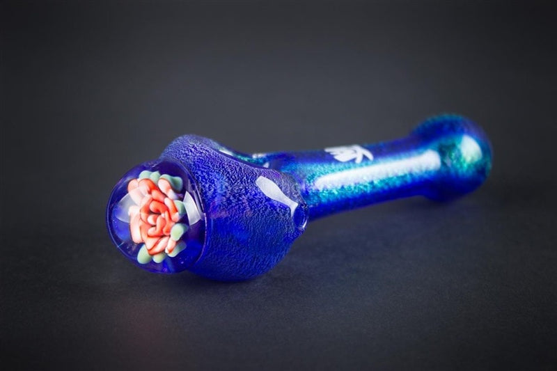 Mathematix Glass Dichro with Marbled Rose Hand Pipe - Blue.