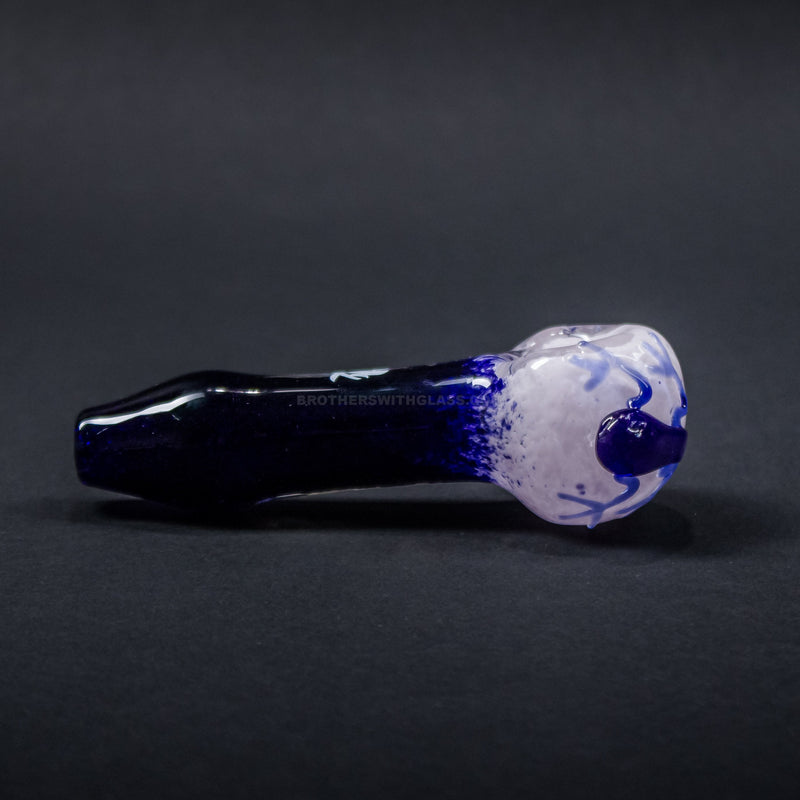 Mathematix Glass Frit Faded Frog Hand Pipe - Blue and White.