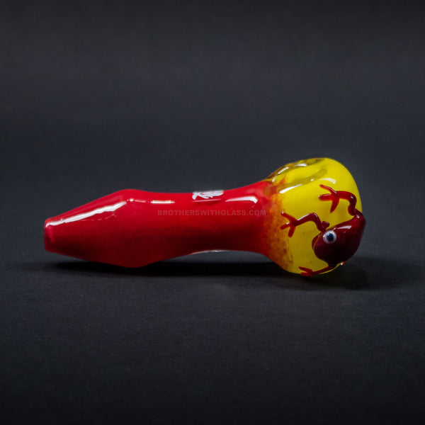 Mathematix Glass Frit Faded Frog Hand Pipe - Red and Yellow.