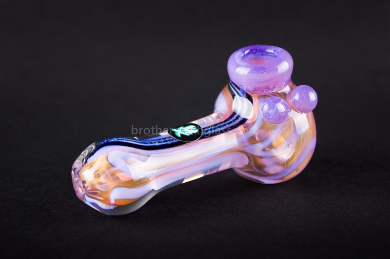 Mathematix Glass Fumed With Dichro Stripe Hand Pipe.