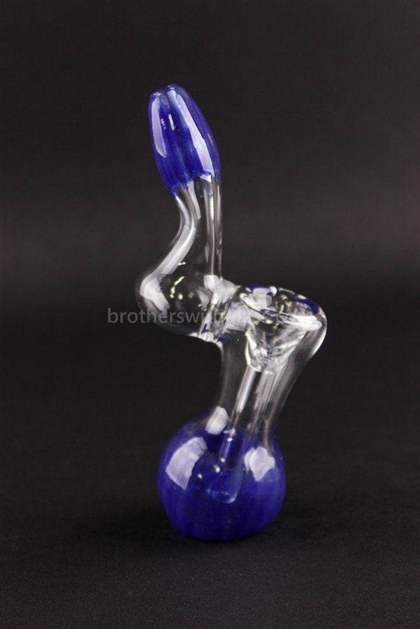 Mathematix Glass Mini Stinger Sherlock Bubbler Water Pipe - Blue.