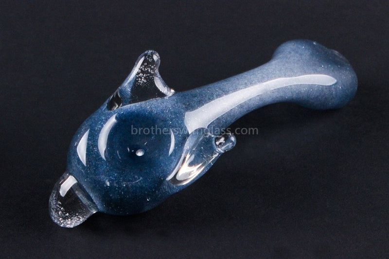 Mathematix Glass Sparkle Blue Frit Dolphin Hand Pipe.