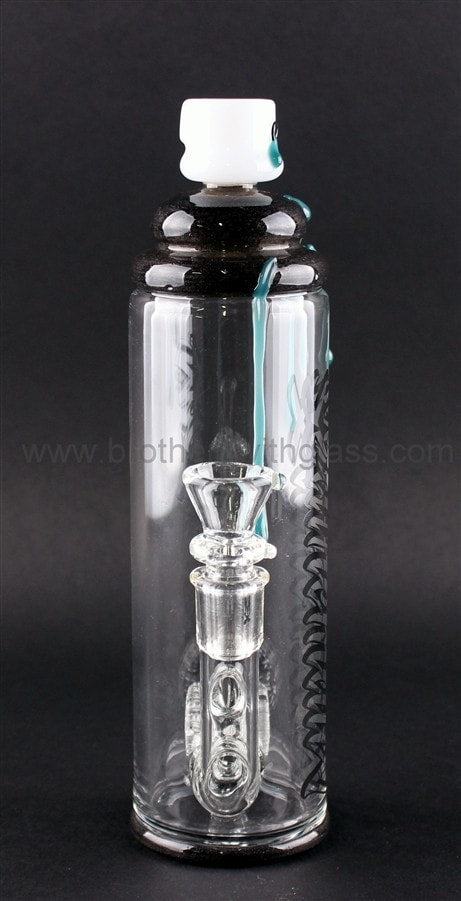 Mathematix Glass Spray Can Water Pipe with Teal Drips.