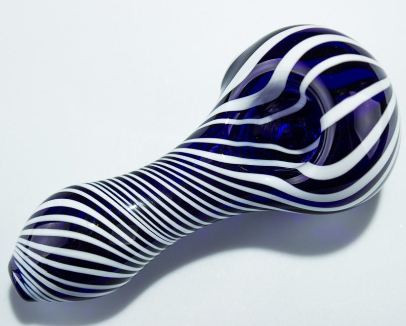 Mathematix Glass White Striped Hand Pipe - Blue.