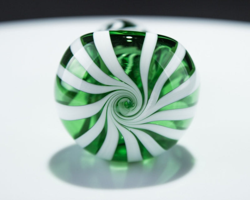 Mathematix Glass White Striped Hand Pipe - Green.