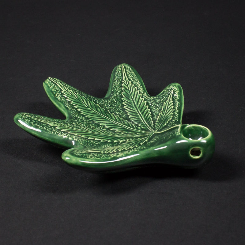 Miles Ceramics Ceramic Cannabis Leaf Hand Pipe.