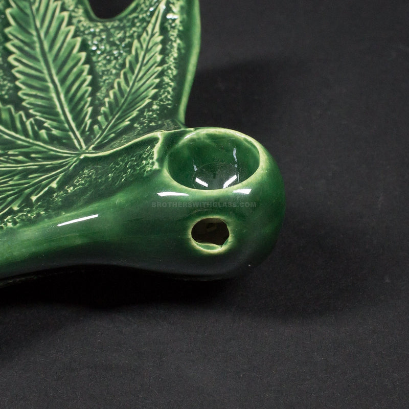 Miles Ceramics Ceramic Cannabis Leaf Hand Pipe.