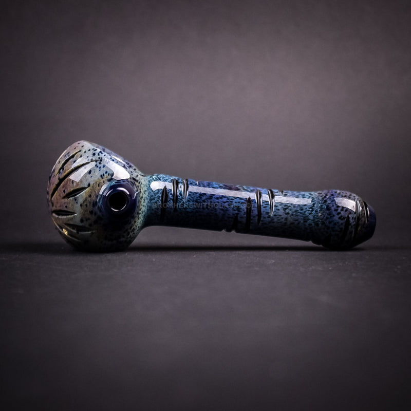 Mountain Jam Glass Cut And Grind Pattern Over Frit Hand Pipe.