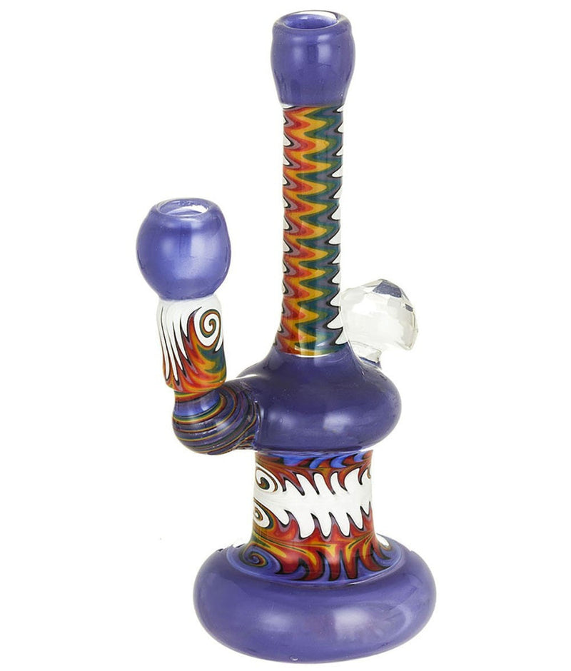 Mountain Jam Glass Purple With Rainbow Wig Wag and Faceted Marble Dab Rig.