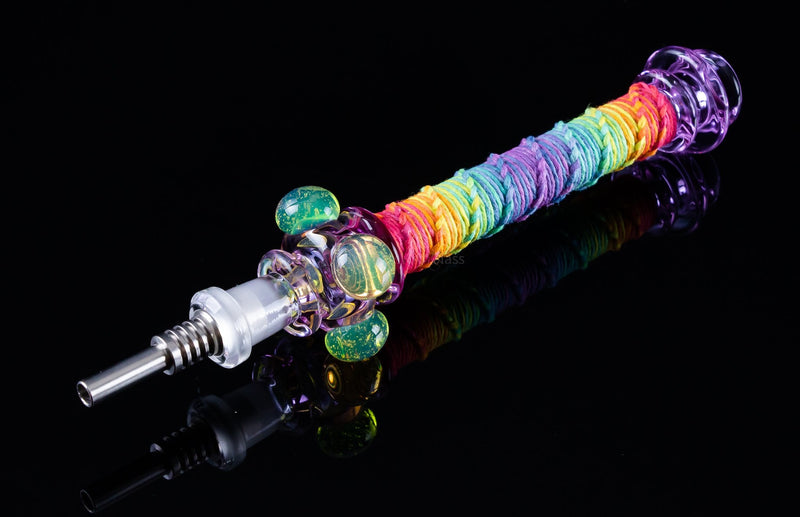 Multiverse Glass Hemp Wrapped Color Nectar Collector - Titanium Tip.
