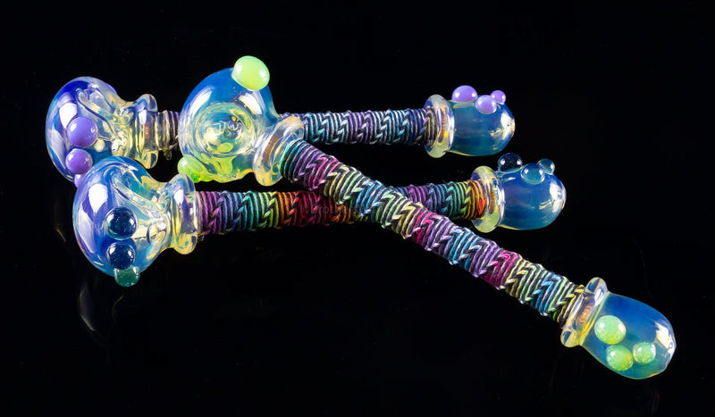 Multiverse Glass Hemp Wrapped Large Fumed Spoon Hand Pipe.