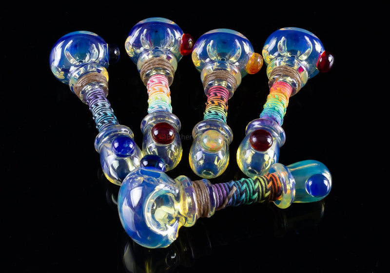 Multiverse Glass Hemp Wrapped Small Fumed Spoon Hand Pipe.