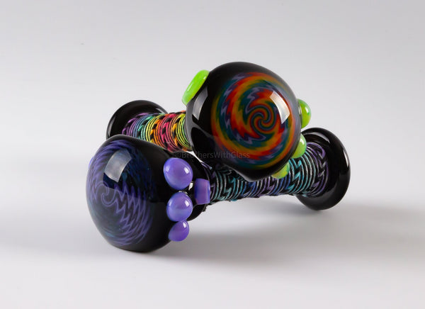 Multiverse Glass Hemp Wrapped Wig Wag Spoon Hand Pipe.