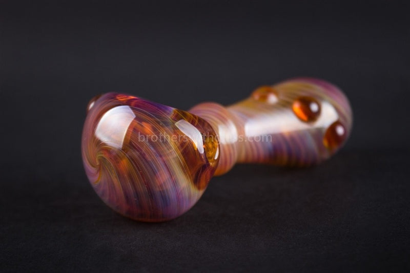 Nebula Glass Amber Swirl Dotty Hand Pipe.