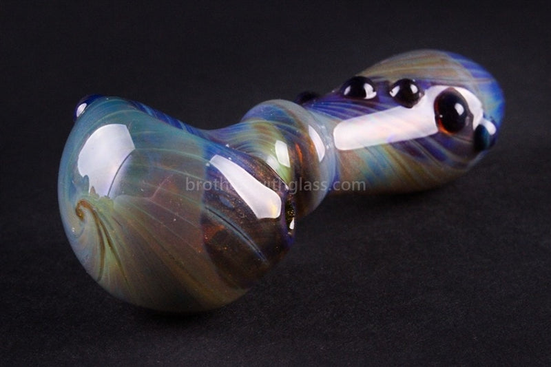 Nebula Glass Amber Swirl Dotty Hand Pipe.