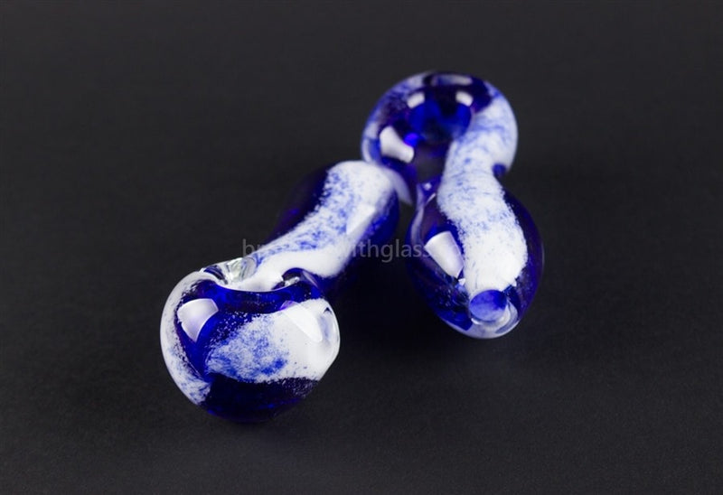 Nebula Glass Dark Blue and White Frit Hand Pipe.
