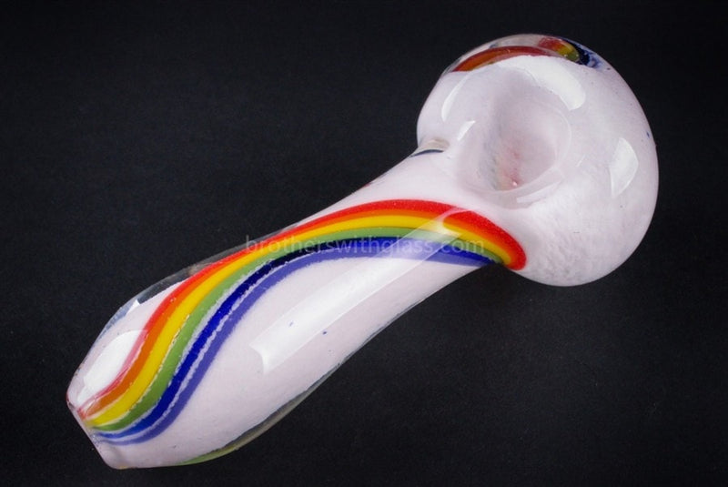 Nebula Glass Frit Swirl Hand Pipe - White Rainbow.