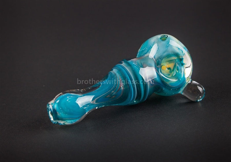 Nebula Glass Fumed Trillians Swirl Hand Pipe - Teal.