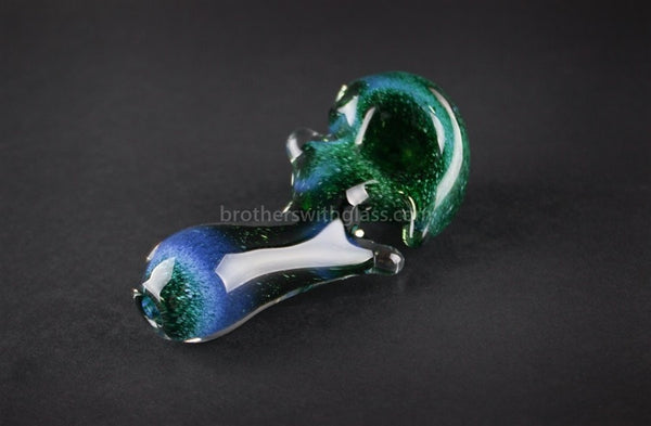 Nebula Glass Green Frit Zephyr Hand Pipe.