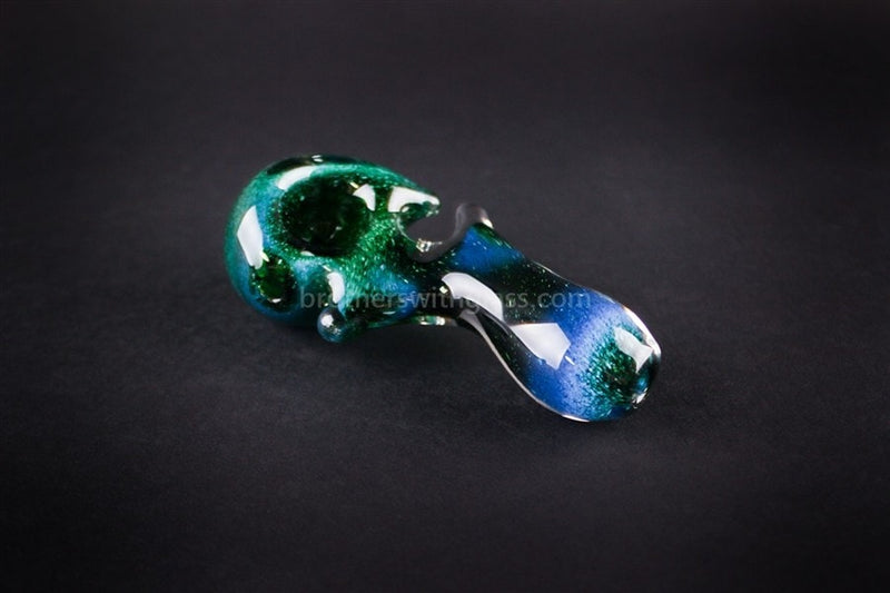 Nebula Glass Green Frit Zephyr Hand Pipe.