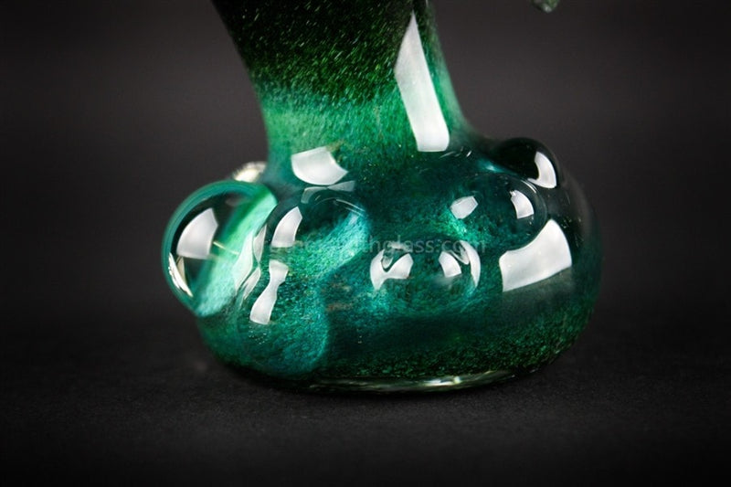 Nebula Glass Green Glow Frit Bubbler Water Pipe.