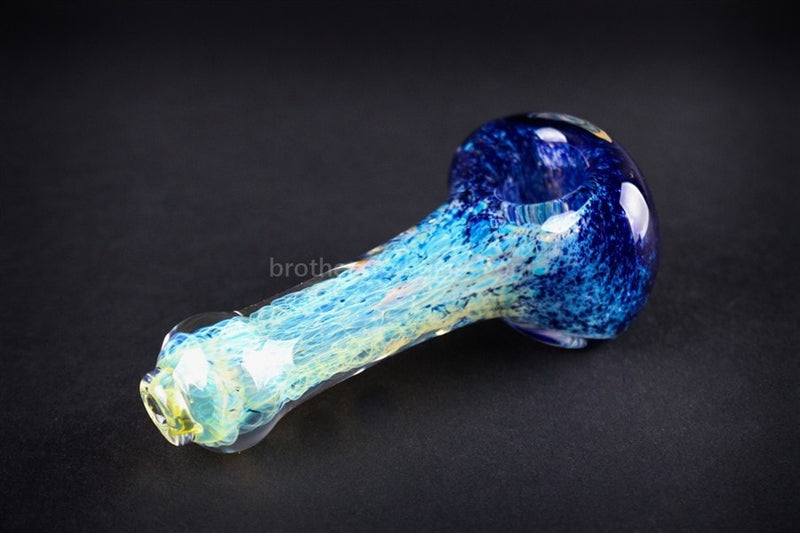 Nebula Glass Half and Half Blue and Clear Hand Pipe.
