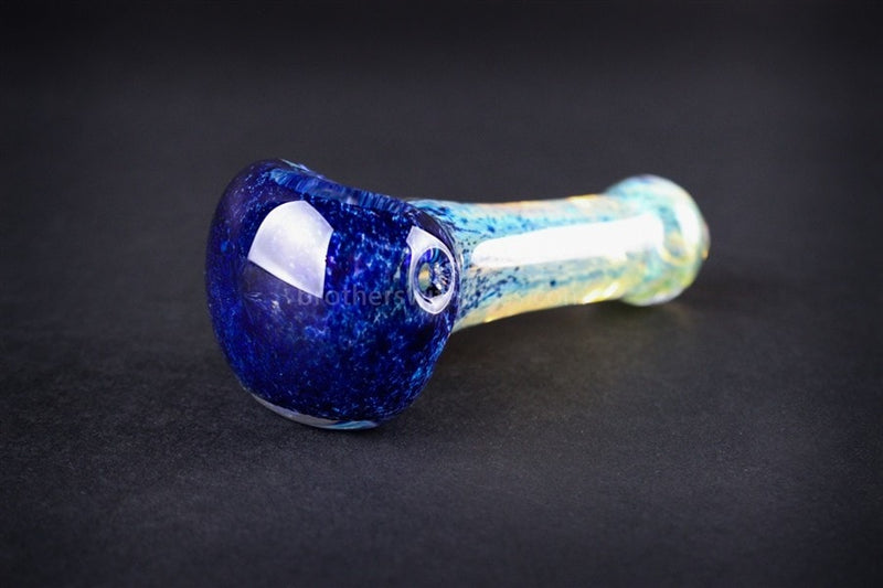 Nebula Glass Half and Half Blue and Clear Hand Pipe.