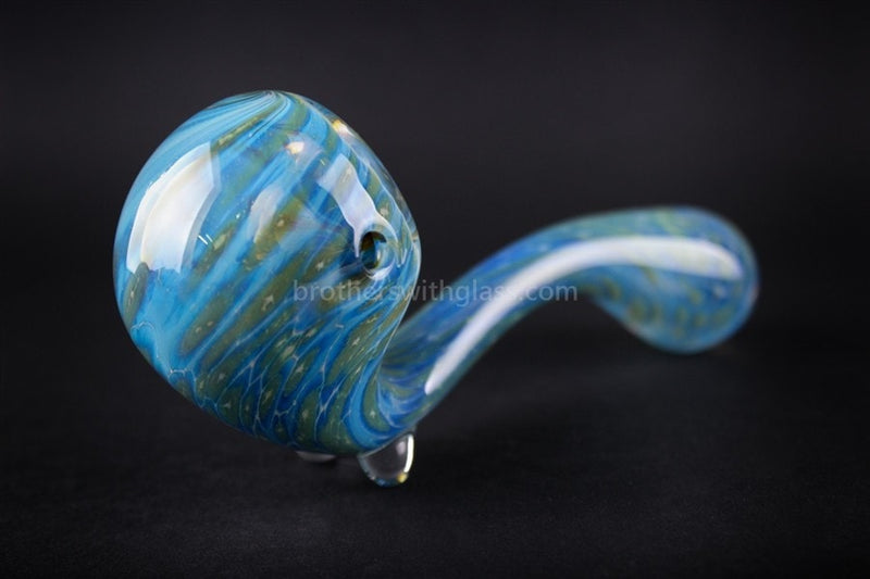 Nebula Glass Pearlescent Blue Sherlock Hand Pipe.