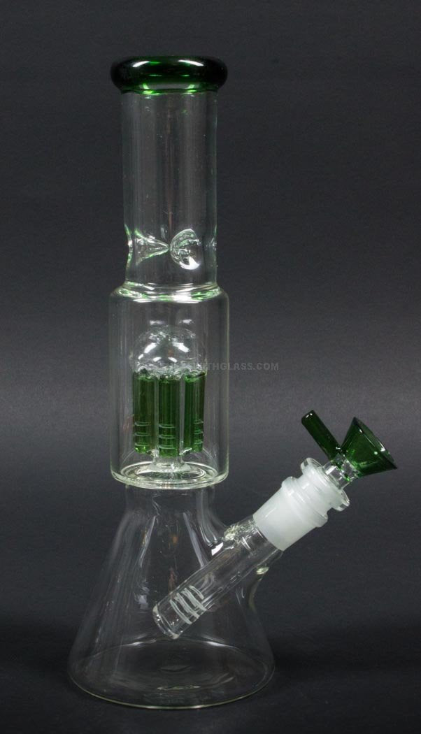 No Label Glass 10 Inch Colored 6 Arm Tree Beaker Bong.