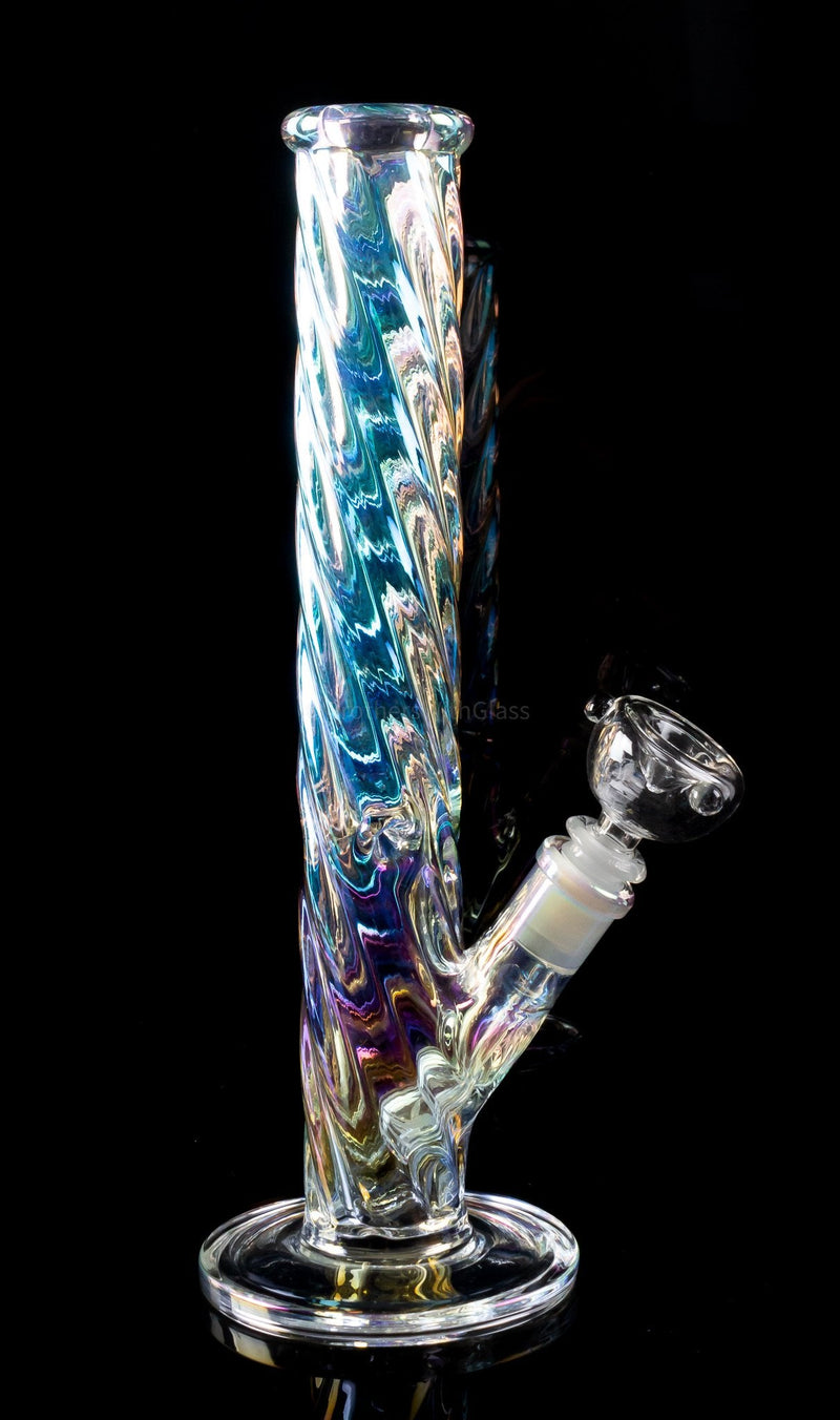 No Label Glass 12 In Twisted Oil Slick Straight Bong.