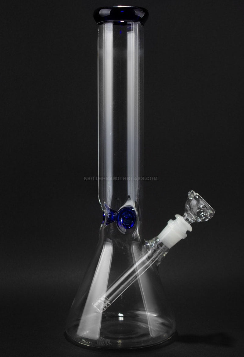 No Label Glass 14 In Blue Accents Beaker Bottom Water Pipe.