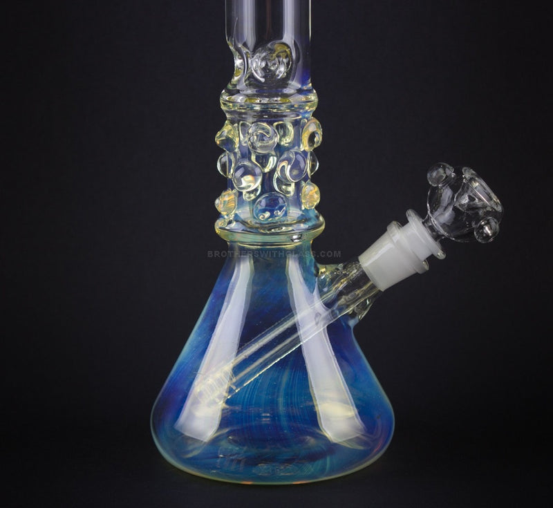 No Label Glass 14 In Fumed Beaker With Marbles Water Pipe.
