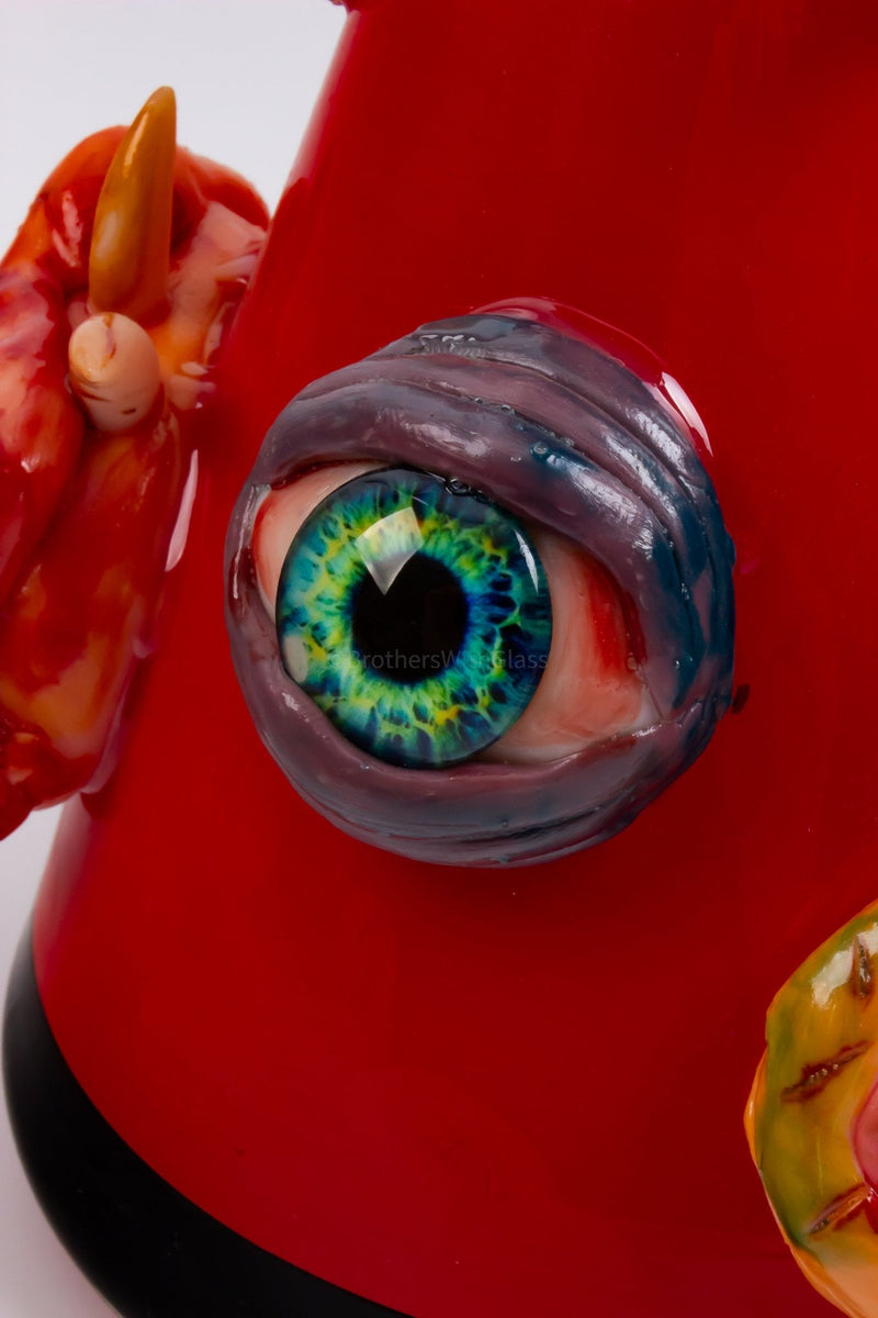 No Label Glass 7mm Painted Eyeball Clay Art Beaker Bong - 12 In.