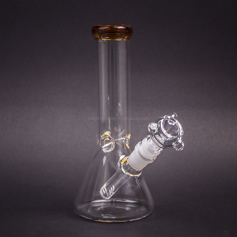 No Label Glass 8 In Beaker Bong with Color Accents.