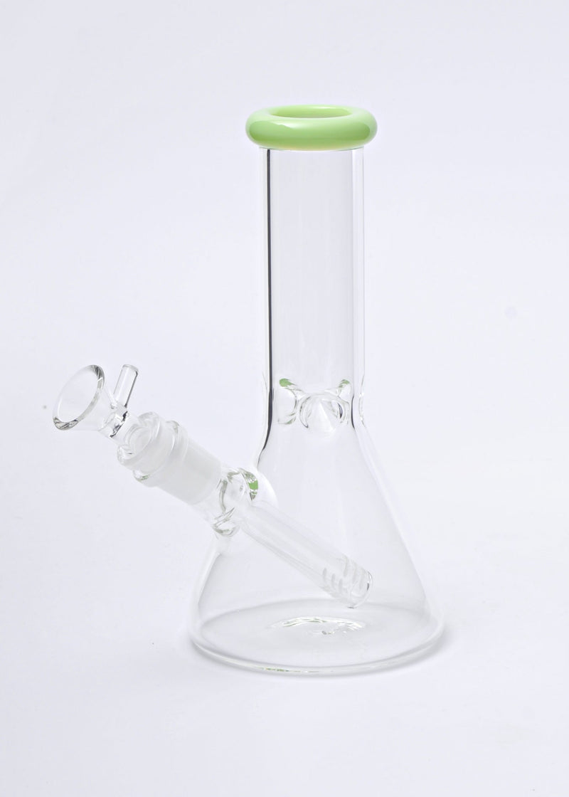 No Label Glass 8 In Beaker Bong with Color Accents No Label Glass