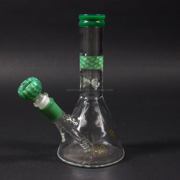 No Label Glass 8 Inch Honeycomb Beaker Bong - Green.