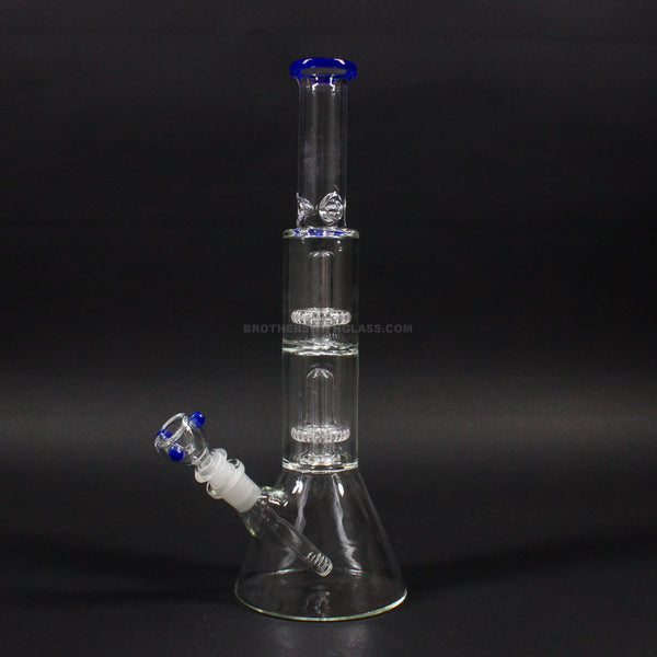 No Label Glass Beaker To Double Showerhead Bong With Color Accents.