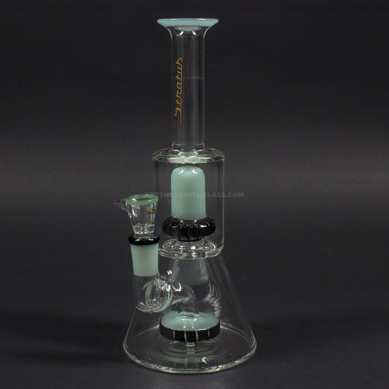 No Label Glass Beaker To Showerhead Perc Bong With Color Accents.