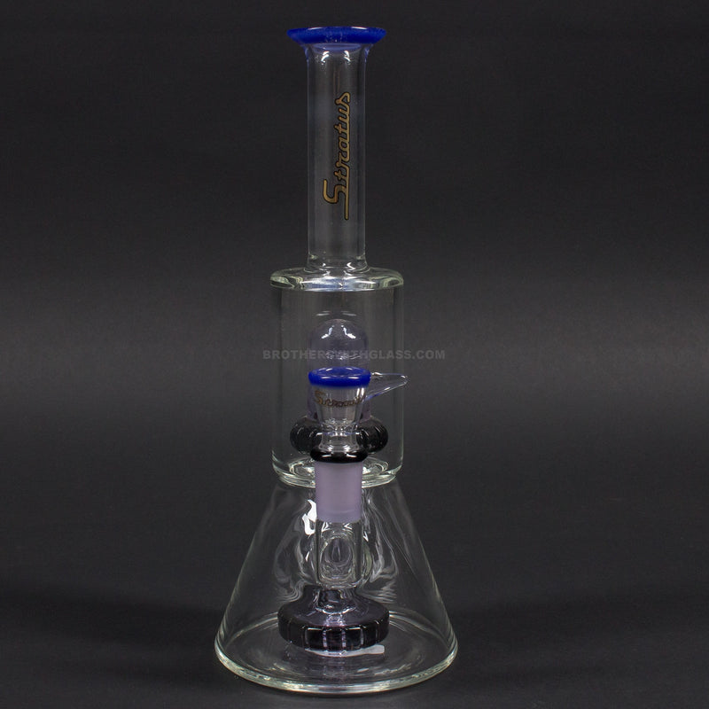 No Label Glass Beaker To Showerhead Perc Bong With Color Accents.