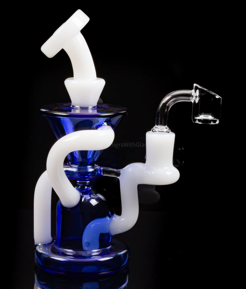 No Label Glass Bent Neck Color Klein Recycler Dab Rig.