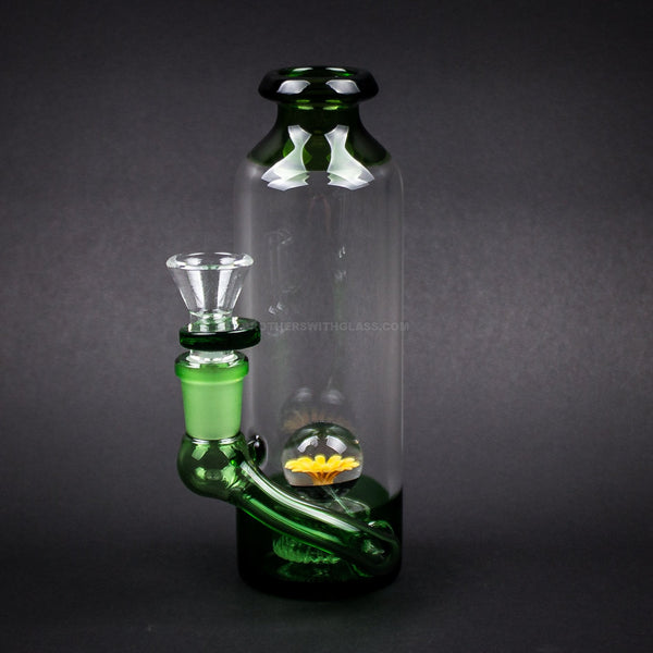 No Label Glass Bottle With Flower Bead Bong.
