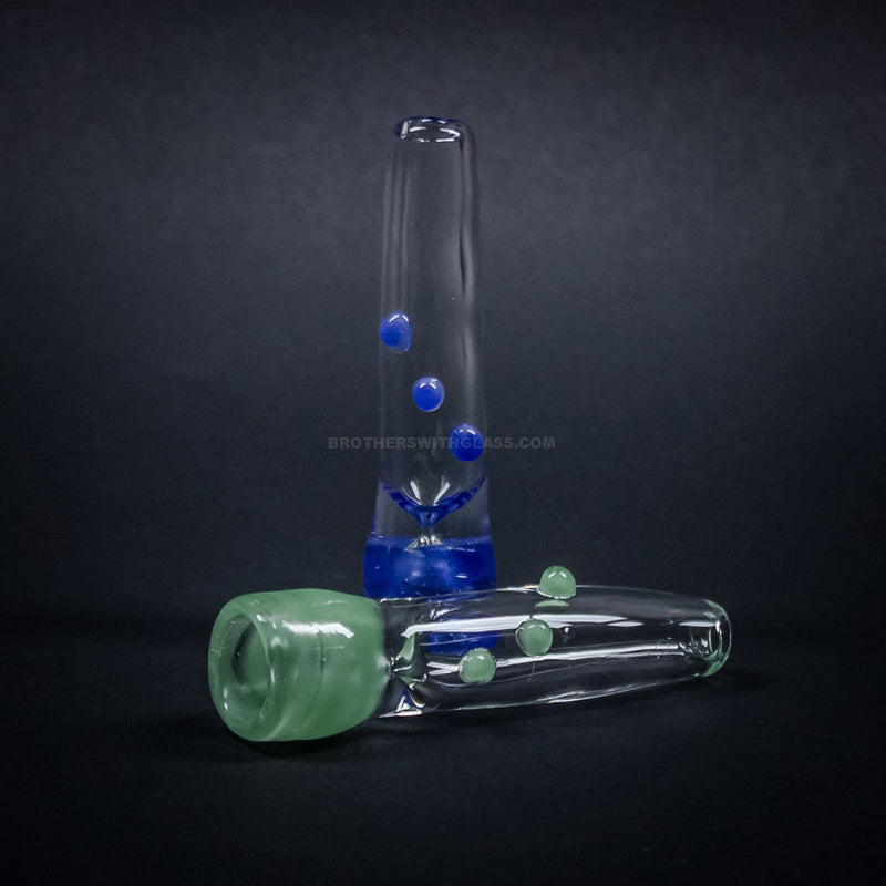 No Label Glass Color Accented Chillum Hand Pipe.