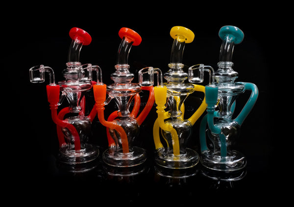 No Label Glass Color Accented Klein Recycler Dab Rig.