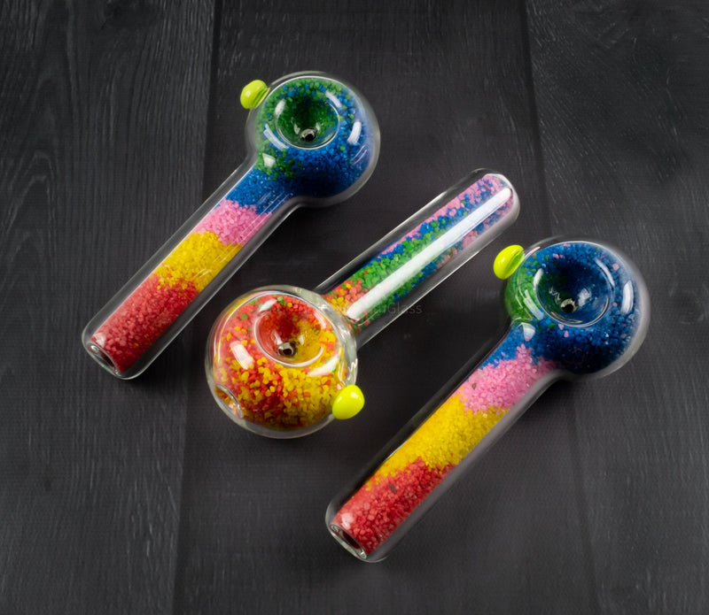 No Label Glass Colorful Frit Shaker Spoon Hand Pipe.