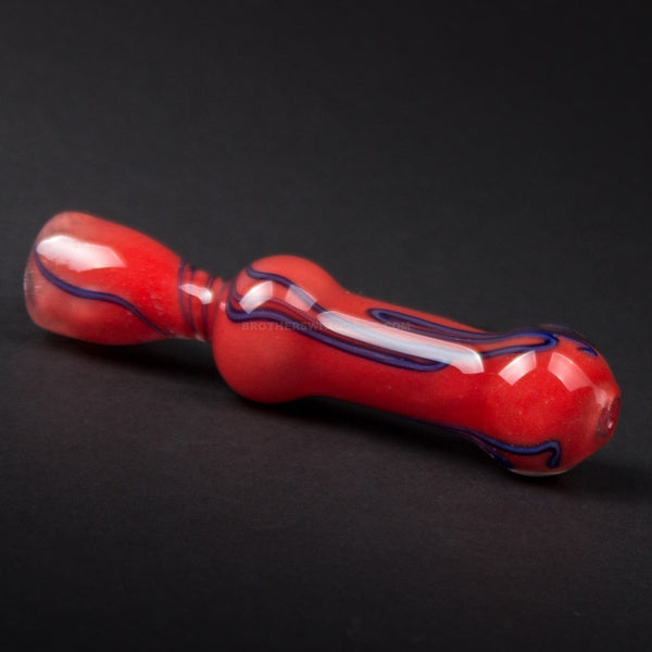 No Label Glass Cursive Frit Chillum Hand Pipe.