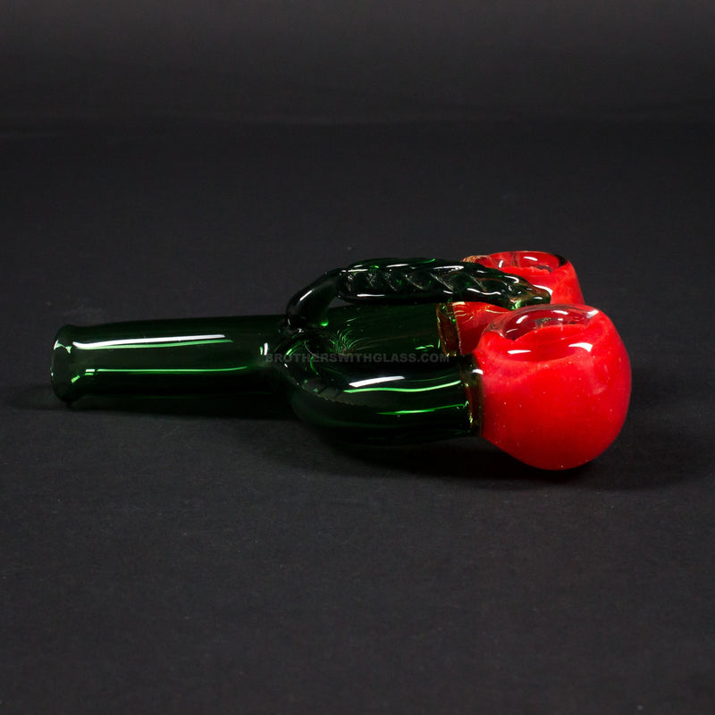 No Label Glass Double Bowl Cherry Hand Pipe.
