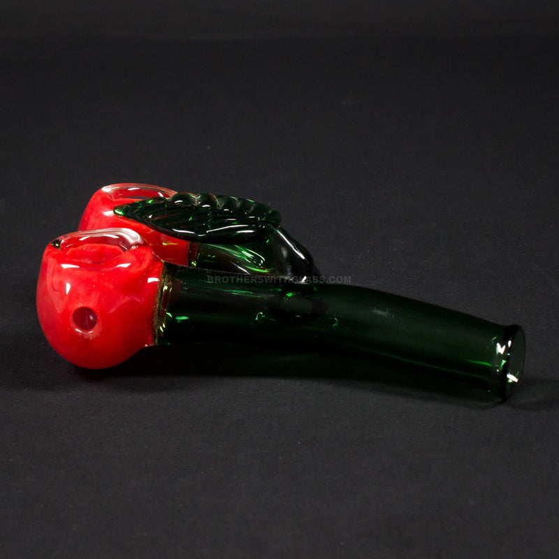 No Label Glass Double Bowl Cherry Hand Pipe.