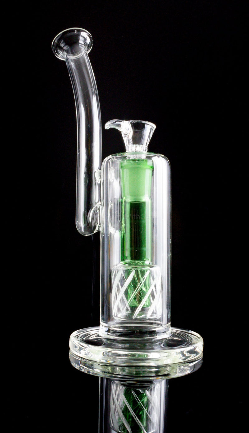 No Label Glass Double Gridded Showerhead Perc Bong.