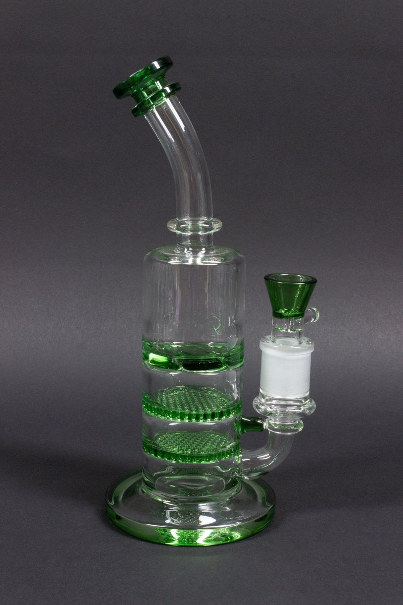 No Label Glass Double Honeycomb To Turbine Bong.