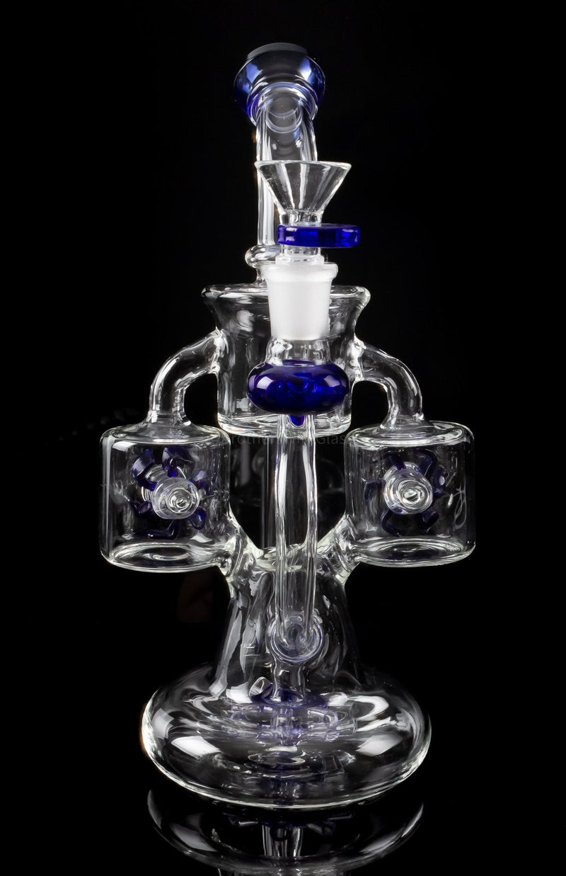 No Label Glass Double Rotating Perc Recycler Dab Rig.
